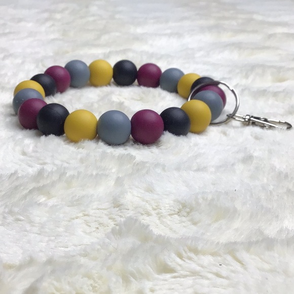 Hand Crafted Accessories - #173. Handmade Silicone bead wristlet. Made with bpa free 15mm silicone beads.